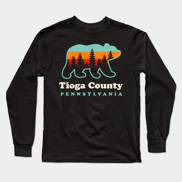 Tioga County Pennsylvania Camping Hiking Bear Long Sleeve T-Shirt by PodDesignShop